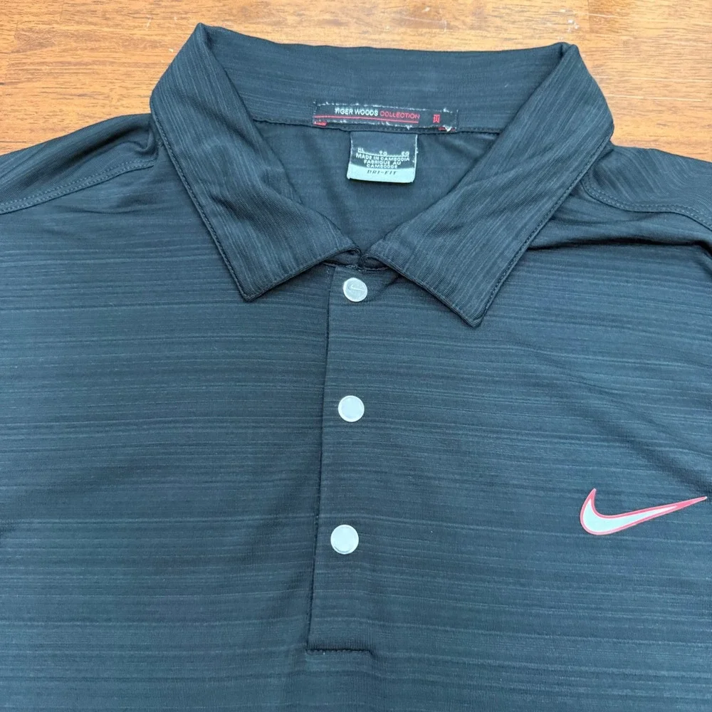Nike Golf Polo Mens XL Black Tiger Woods Collection Dri-FIT Fort McMurray Logo